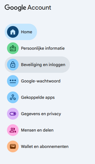 Stap 3: Beveiliging en inloggen menu