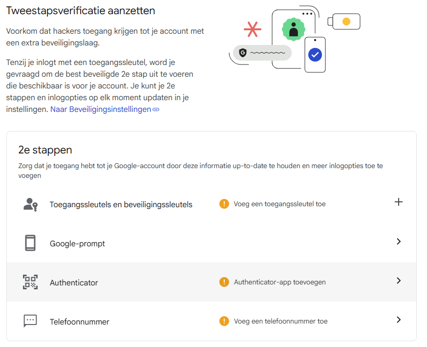 Stap 6: Authenticator instellen knop