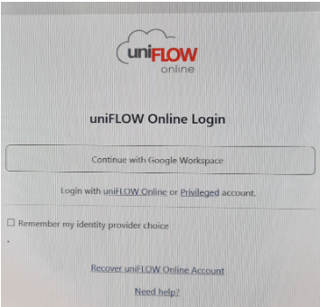 Stap 1: UniFLOW Online Login pop-up